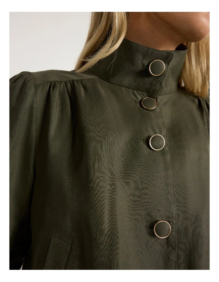 Ashley Funnel Neck Jacket in Dark Khaki image 3