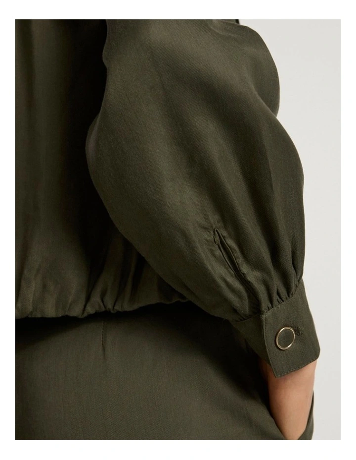 Ashley Funnel Neck Jacket in Dark Khaki image 4