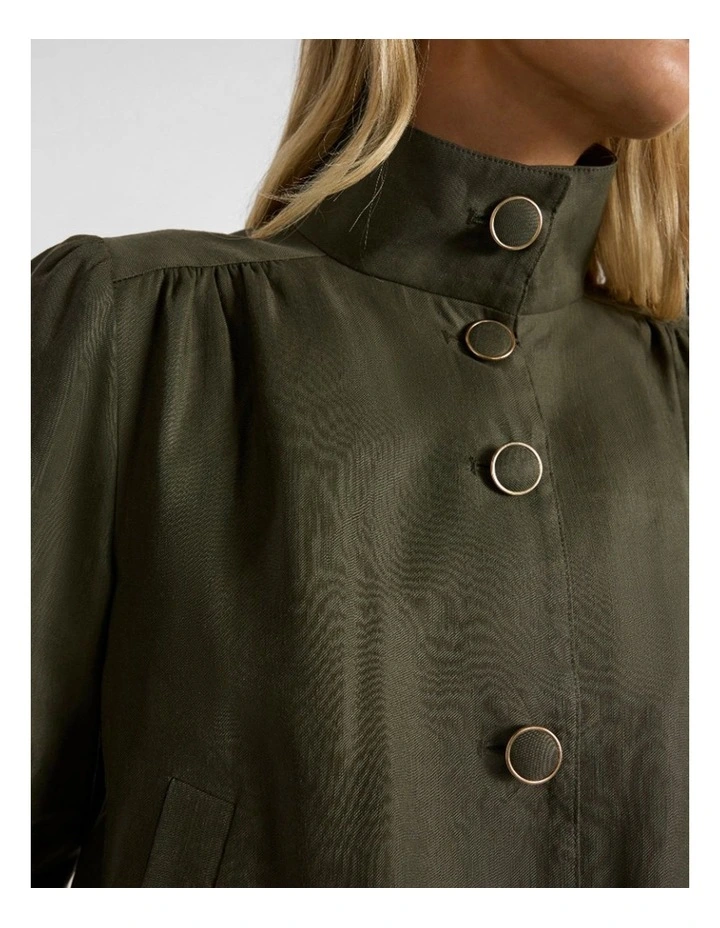 Ashley Funnel Neck Jacket in Dark Khaki image 5