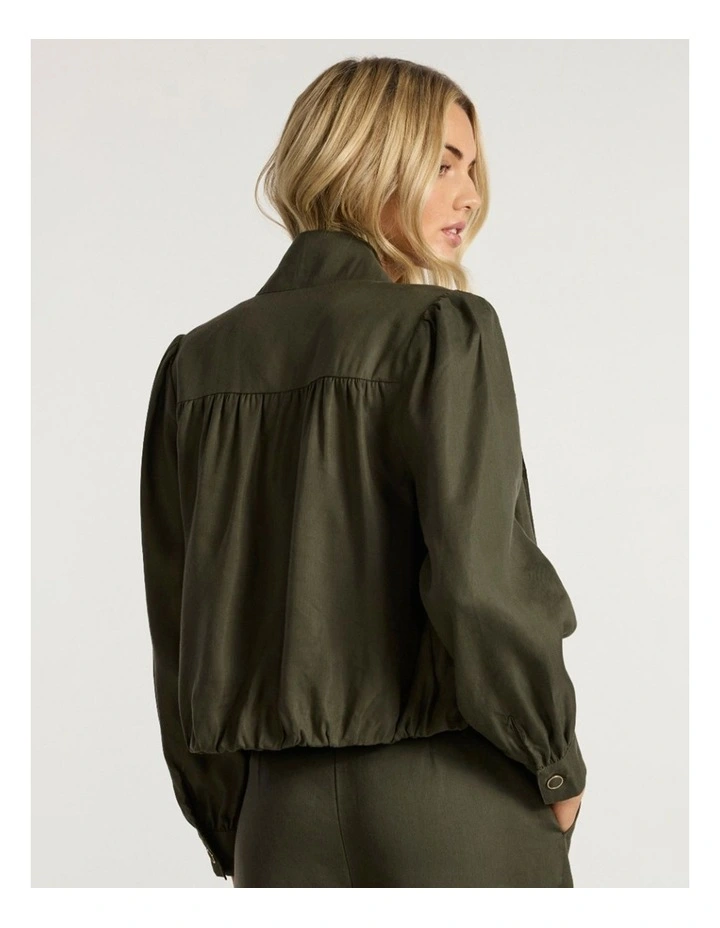 Ashley Funnel Neck Jacket in Dark Khaki image 5