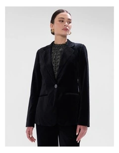 Nala Velvet Blazer in Black