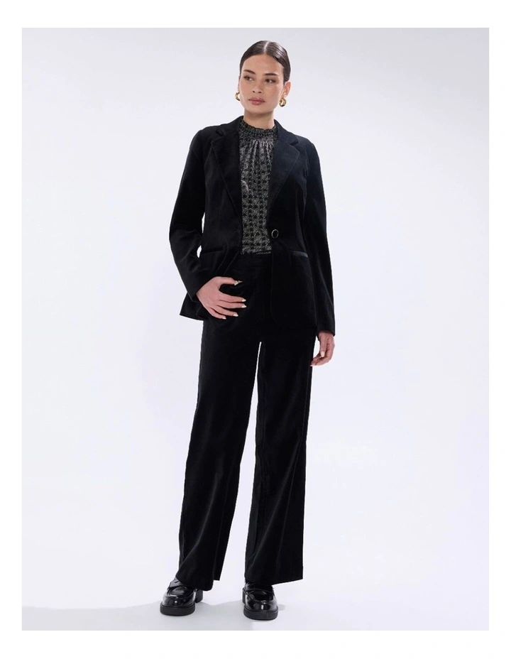 Nala Velvet Blazer in Black image 1