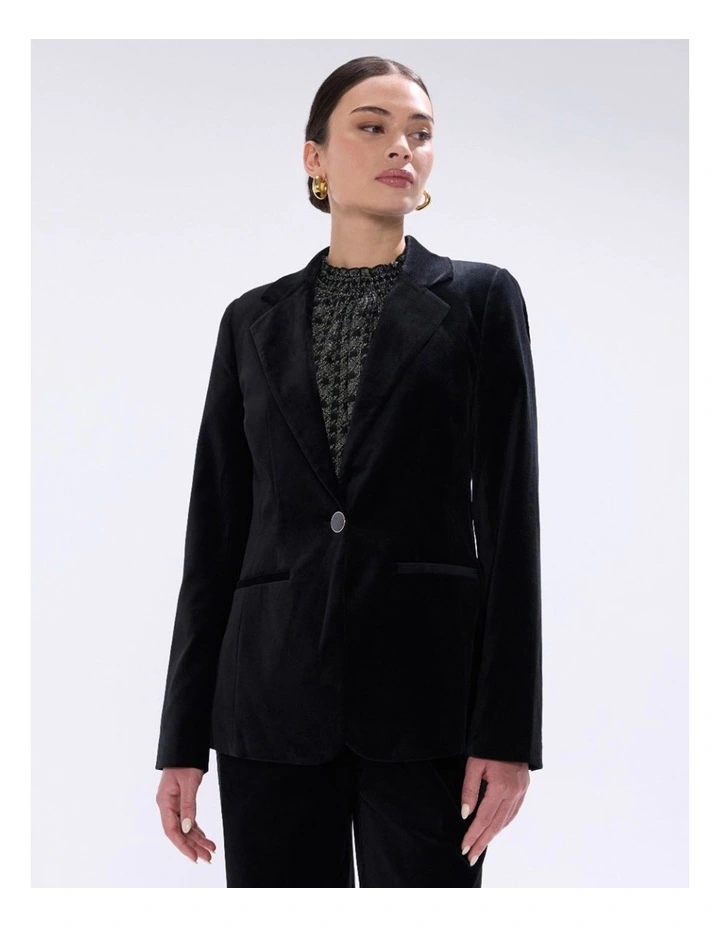 Nala Velvet Blazer in Black image 2
