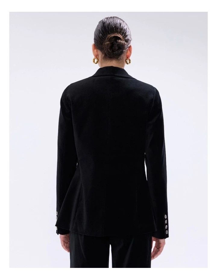 Nala Velvet Blazer in Black image 4