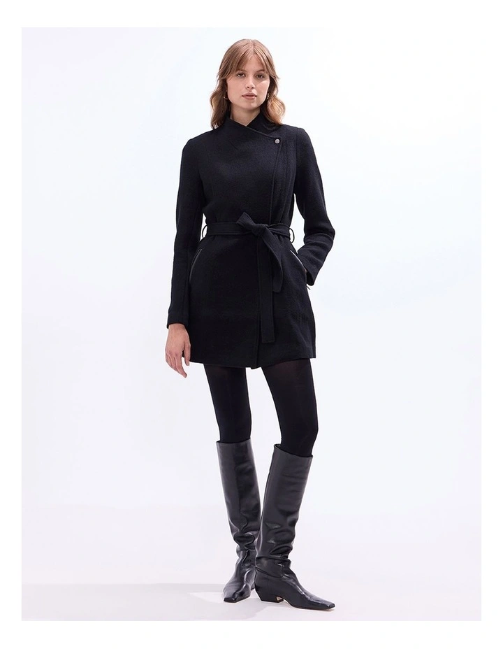 Ruby Felted Wool Coat in Black image 1