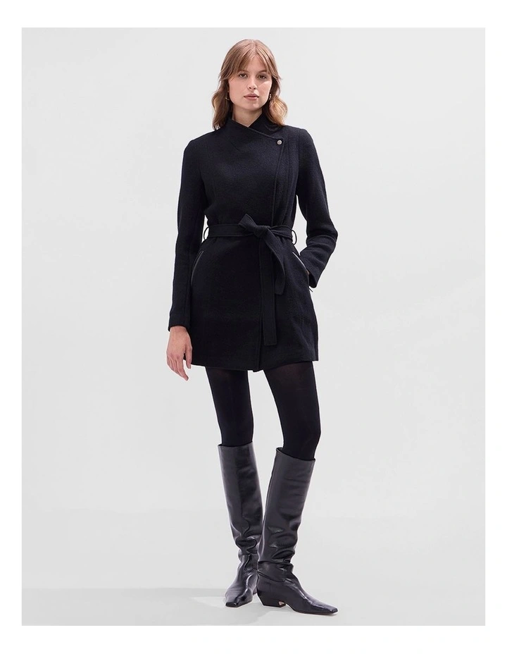 Ruby Felted Wool Coat in Black image 2