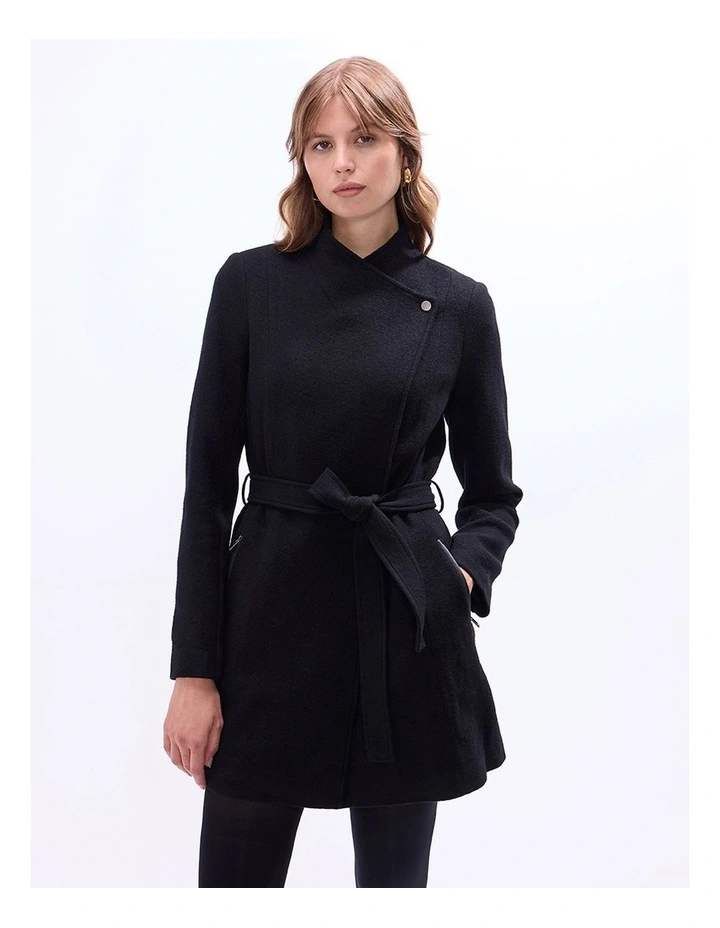 Ruby Felted Wool Coat in Black image 2
