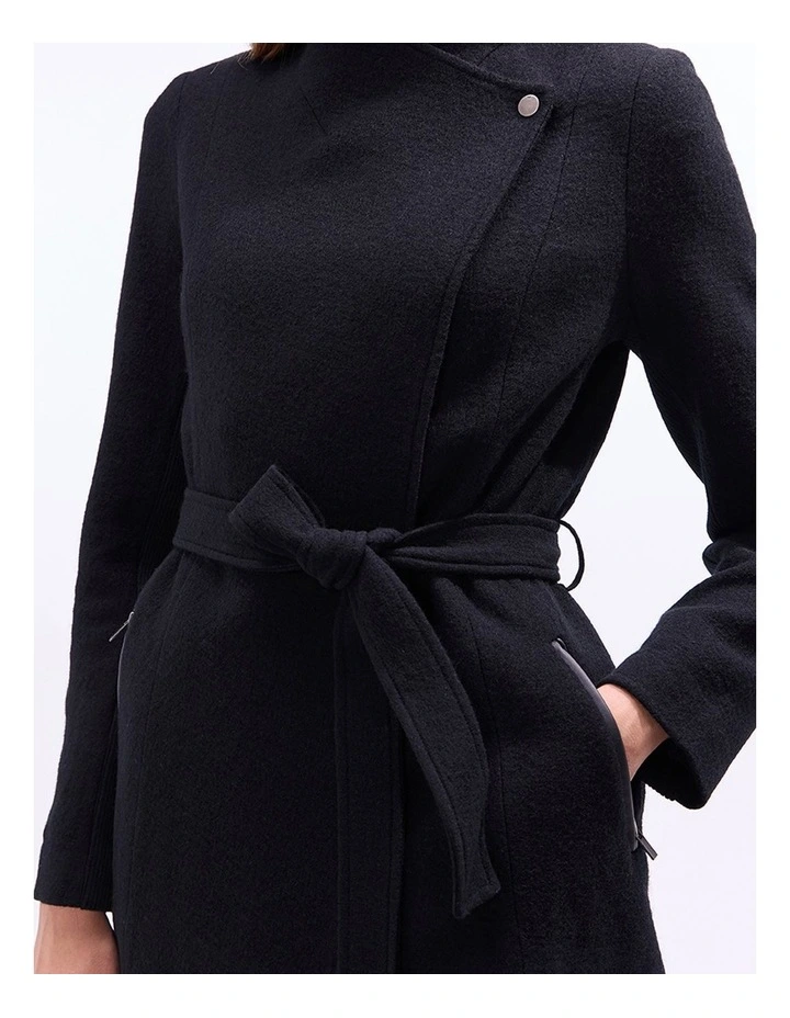 Ruby Felted Wool Coat in Black image 3