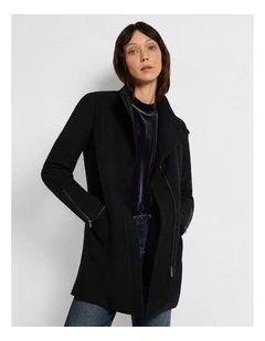 Rose Felted Wool Coat in Black