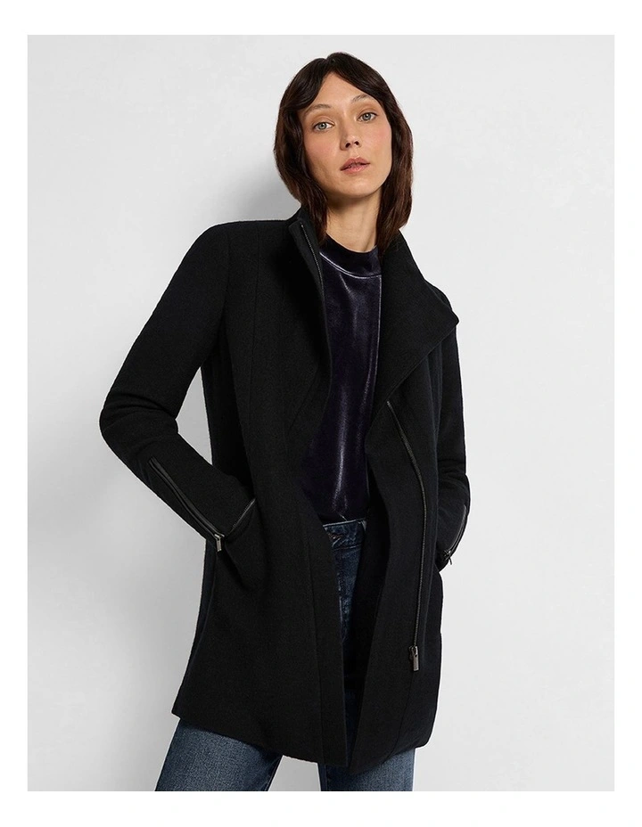Rose Felted Wool Coat in Black image 1