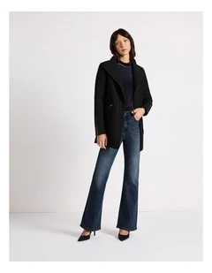Rose Felted Wool Coat in Black