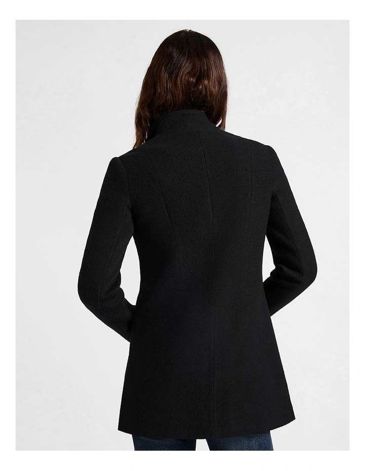 Rose Felted Wool Coat in Black image 3