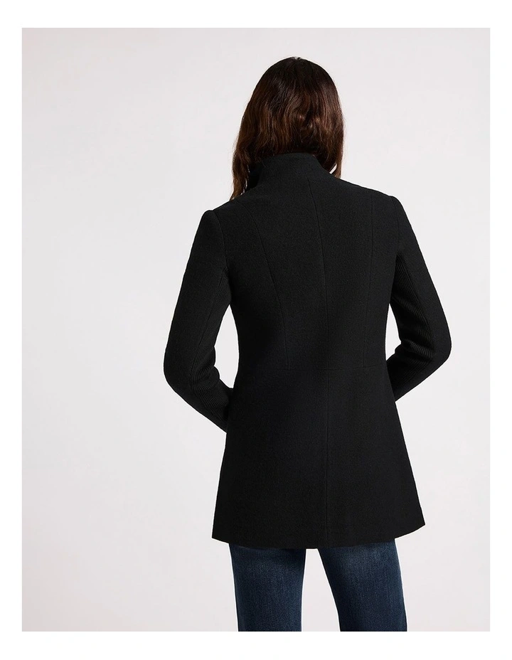 Rose Felted Wool Coat in Black image 3