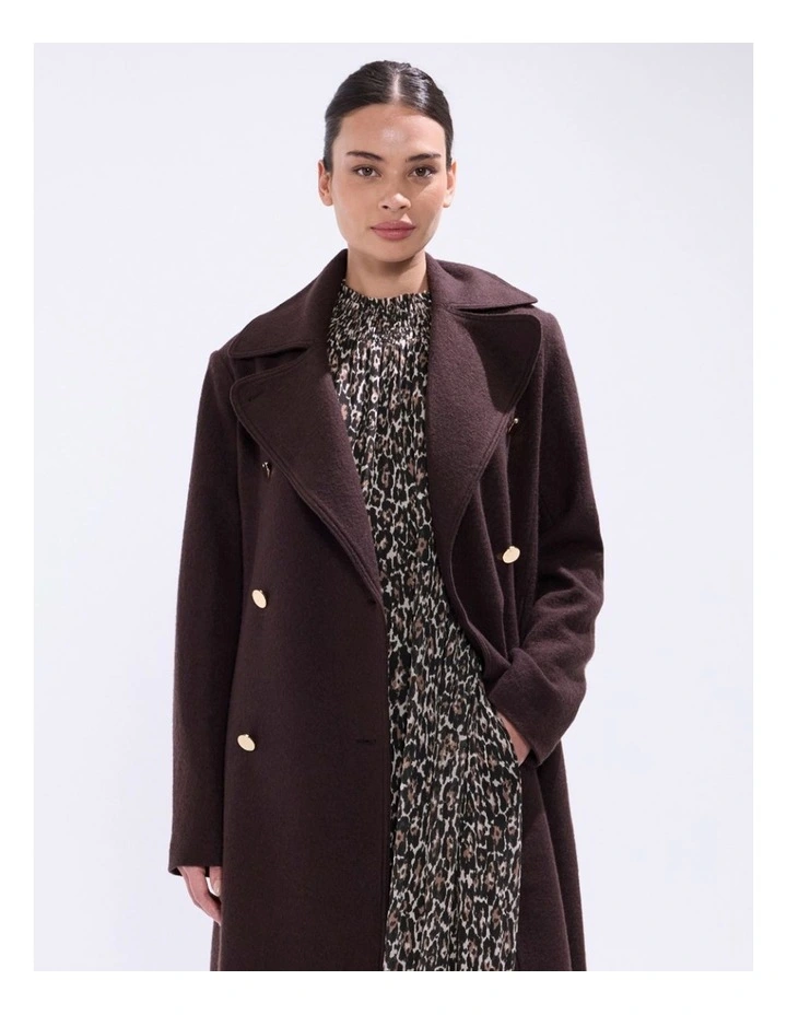 Aria Felted Wool Coat in Espresso image 2