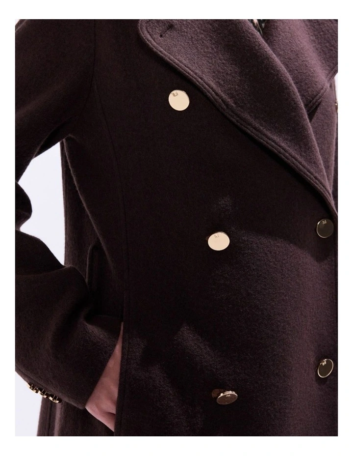 Aria Felted Wool Coat in Espresso image 3