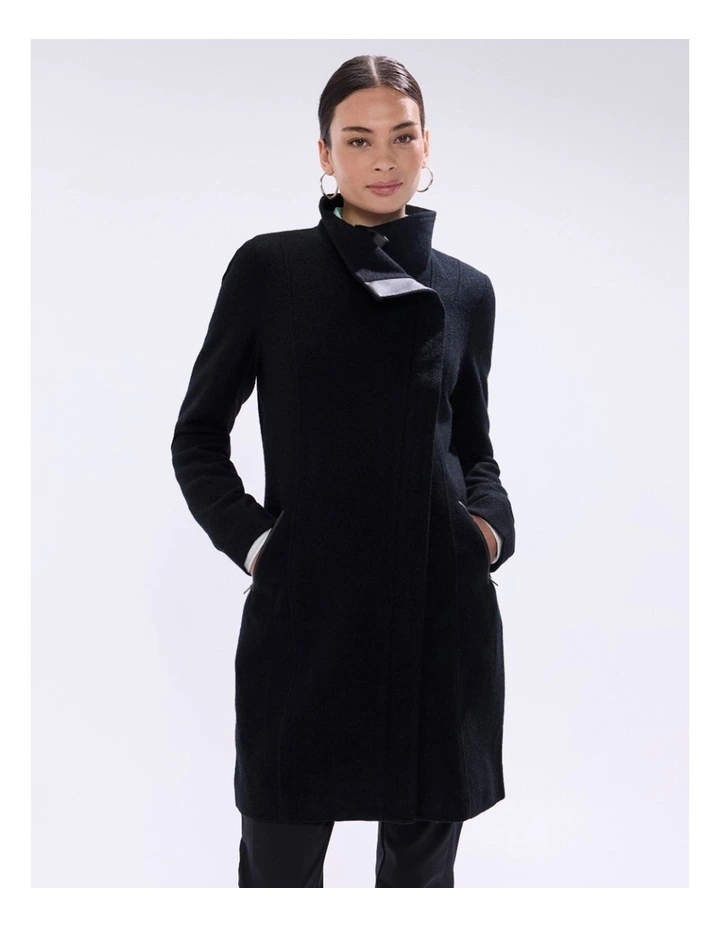 Sophie Felted Wool Coat in Black image 2