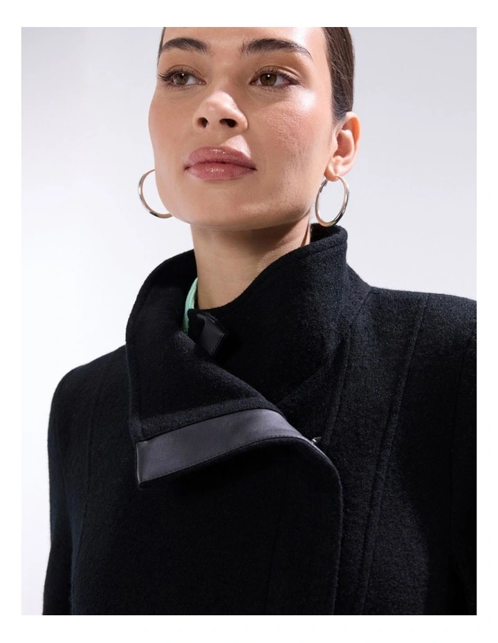 Sophie Felted Wool Coat in Black image 3