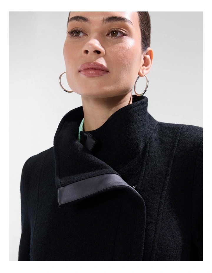 Sophie Felted Wool Coat in Black image 4