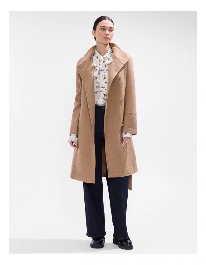 Francesca Felted Wool Coat in Camel image 2