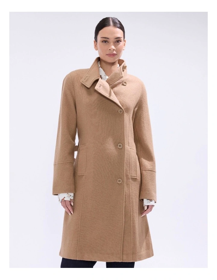 Francesca Felted Wool Coat in Camel image 2