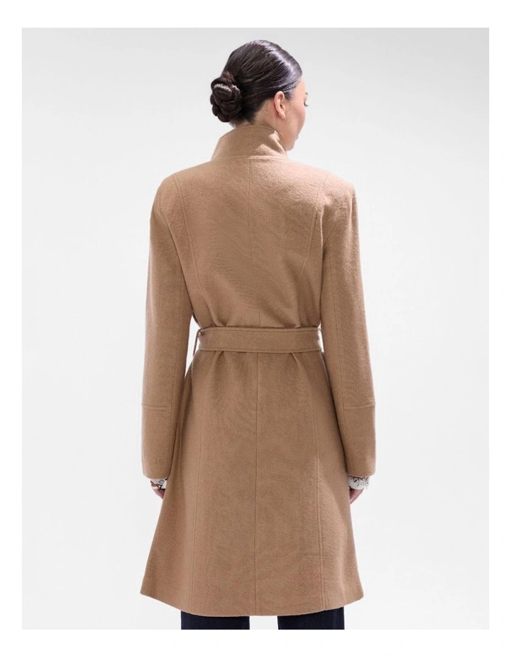 Francesca Felted Wool Coat in Camel image 3