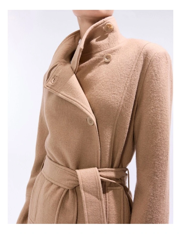 Francesca Felted Wool Coat in Camel image 3