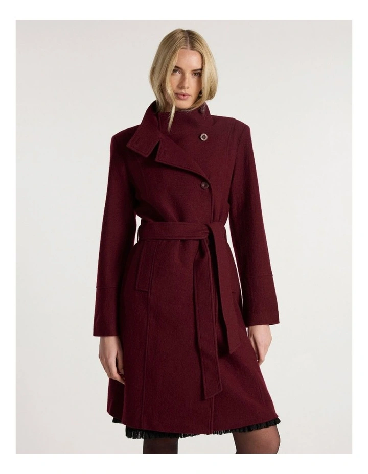 Francesca Felted Wool Coat in Ruby Port image 2