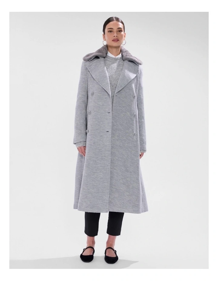 Isabella Felted Wool Coat in Grey Melange image 2