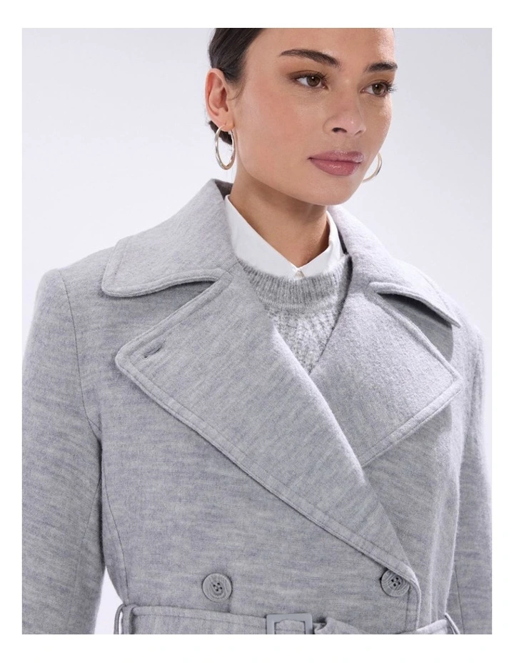 Isabella Felted Wool Coat in Grey Melange image 3