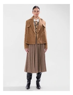 Skyler Cropped Trench Coat in Camel