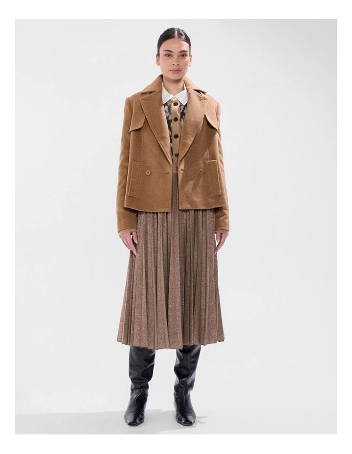 Skyler Cropped Trench Coat in Camel image 1