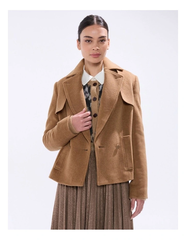 Skyler Cropped Trench Coat in Camel image 2