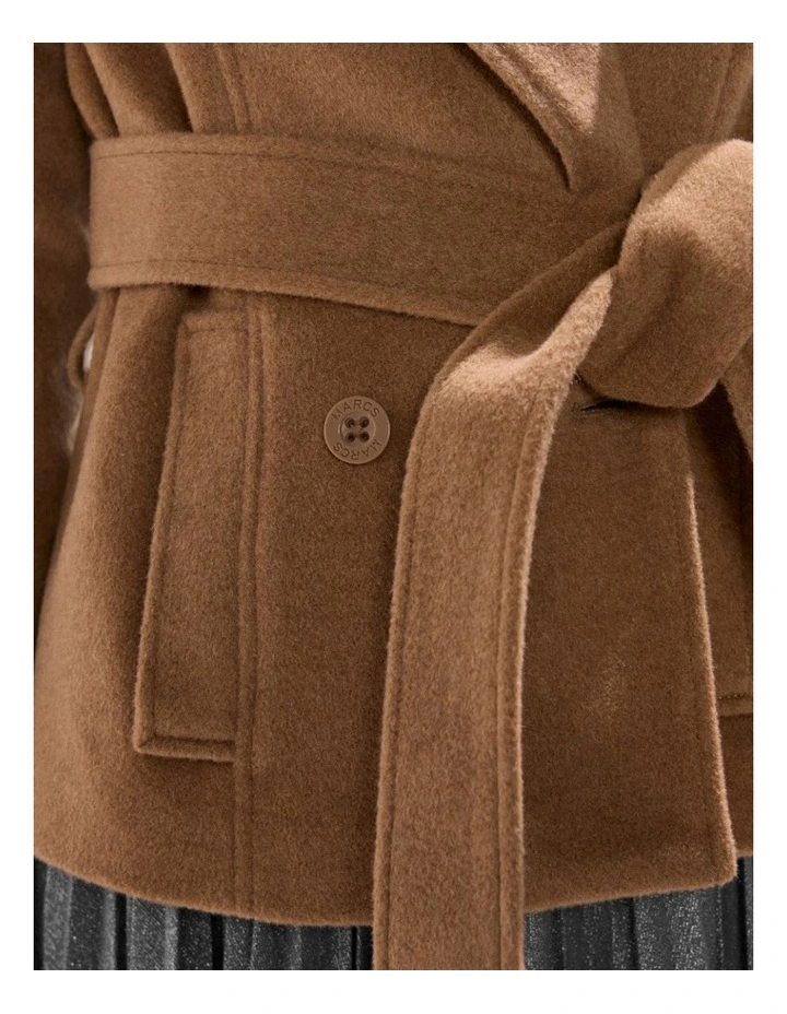 Skyler Cropped Trench Coat in Camel image 4