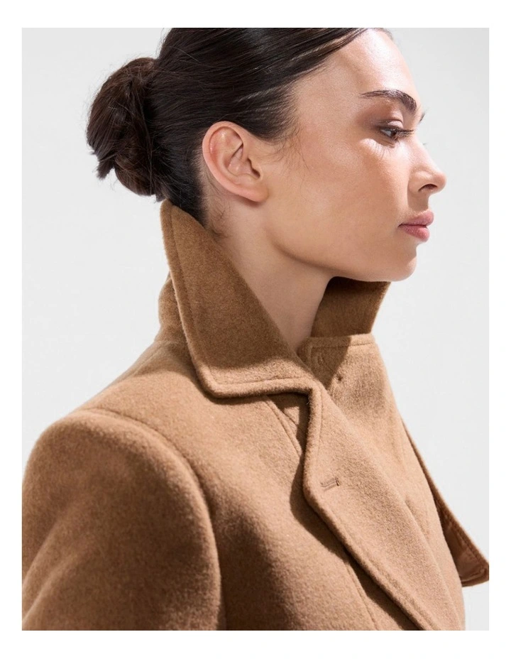 Skyler Cropped Trench Coat in Camel image 5