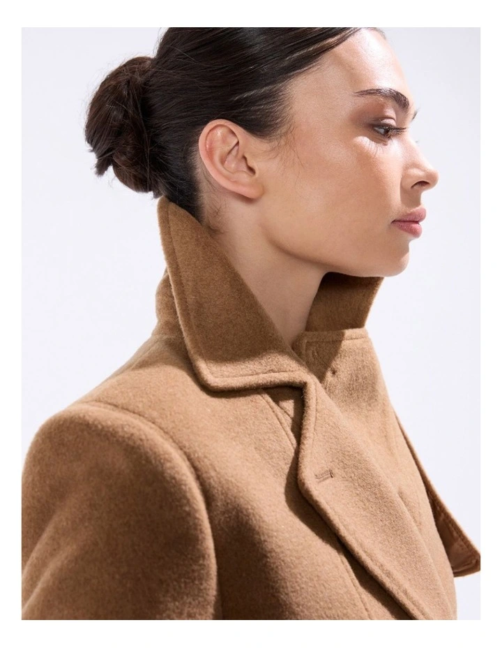 Skyler Cropped Trench Coat in Camel image 5