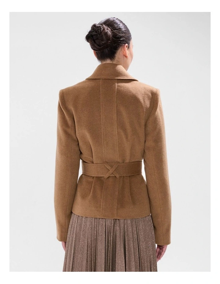 Skyler Cropped Trench Coat in Camel image 6