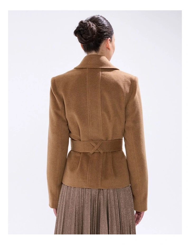 Skyler Cropped Trench Coat in Camel image 6