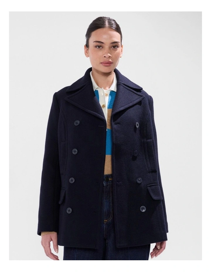 Brumbry Double Breasted Coat in Moonlit Navy image 1