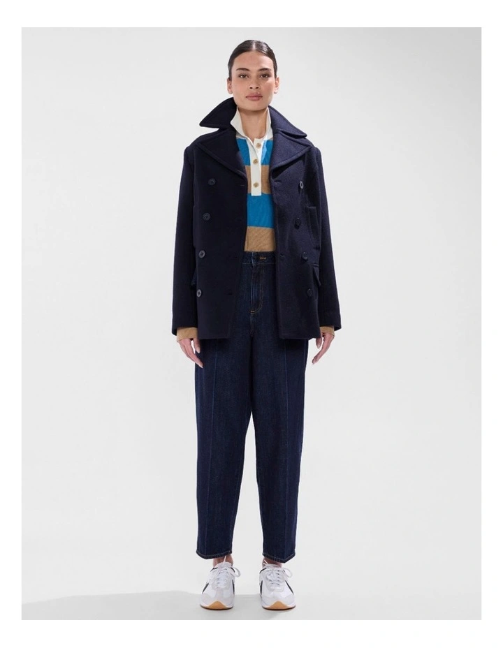 Brumbry Double Breasted Coat in Moonlit Navy image 2
