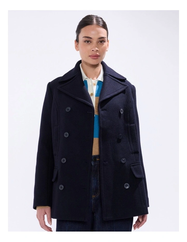 Brumbry Double Breasted Coat in Moonlit Navy image 2