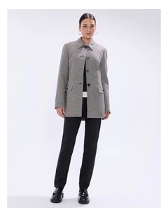 Holmes Houndstooth Coat in Ivory Multi