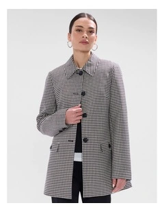 Holmes Houndstooth Coat in Ivory Multi