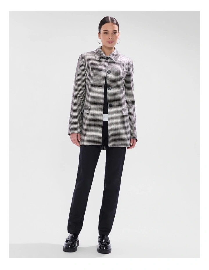 Holmes Houndstooth Coat in Ivory Multi image 2