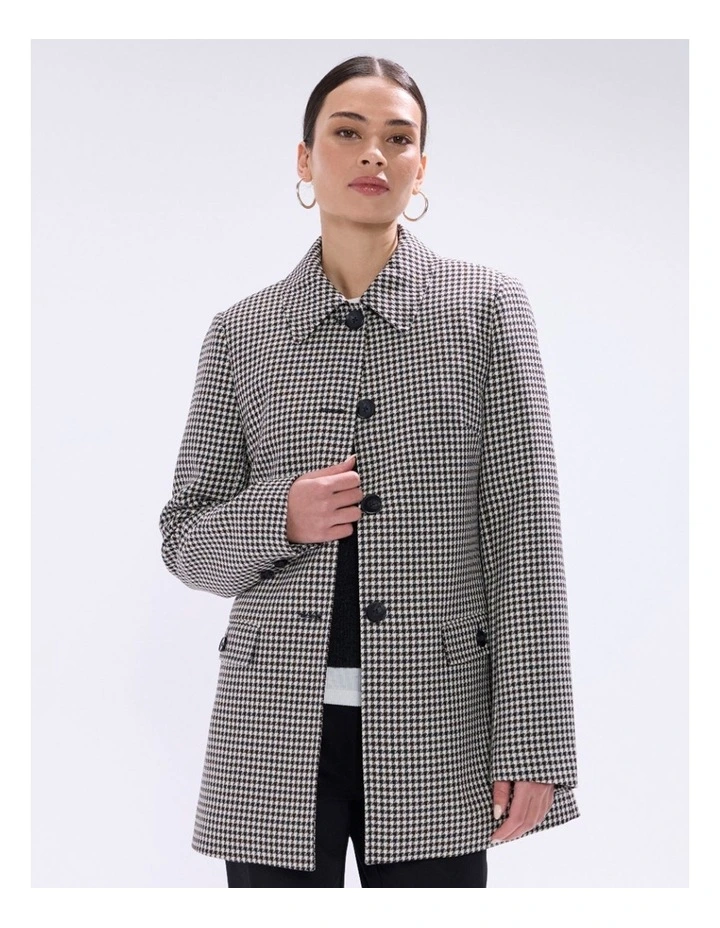 Holmes Houndstooth Coat in Ivory Multi image 2