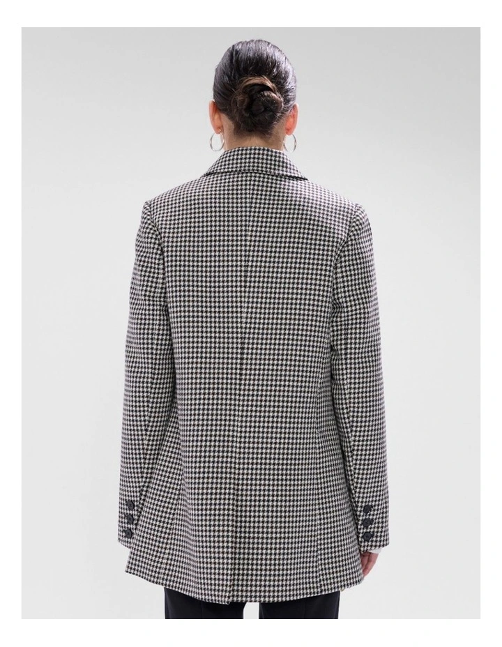 Holmes Houndstooth Coat in Ivory Multi image 3