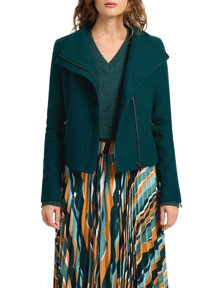 Lani Felted Wool Jacket in Dark Emerald image 3