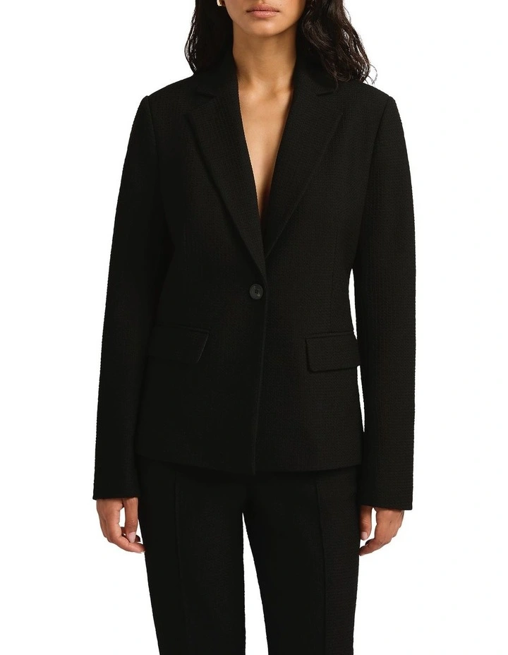 Tell Me Textured Blazer in Black image 1