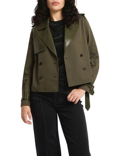 Jones Short Trench Jacket in Borneo Green