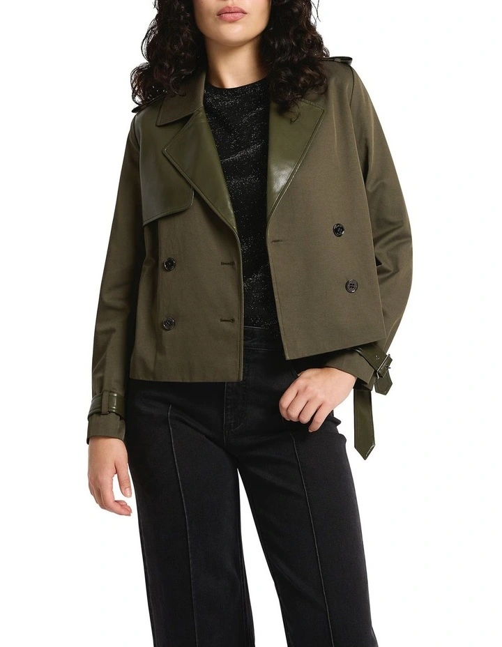 Jones Short Trench Jacket in Borneo Green image 1