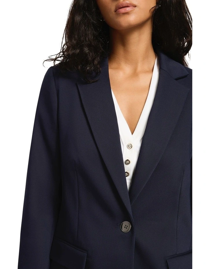 Phoebe Longline Blazer in Navy image 3